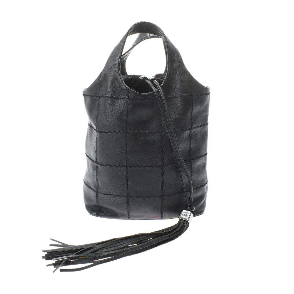 Chanel Chocolate Bar Fringe Black/Silver Hardware Calfskin Women's Handbag